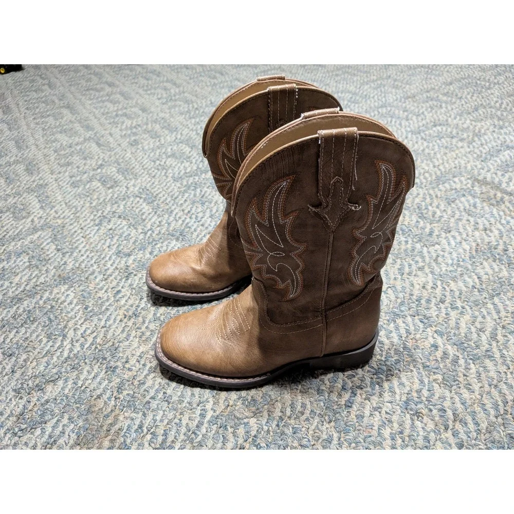 Silver Canyon Little Kid Tan Western Cowboy Boots Square Toe Size 3 018-1237-001